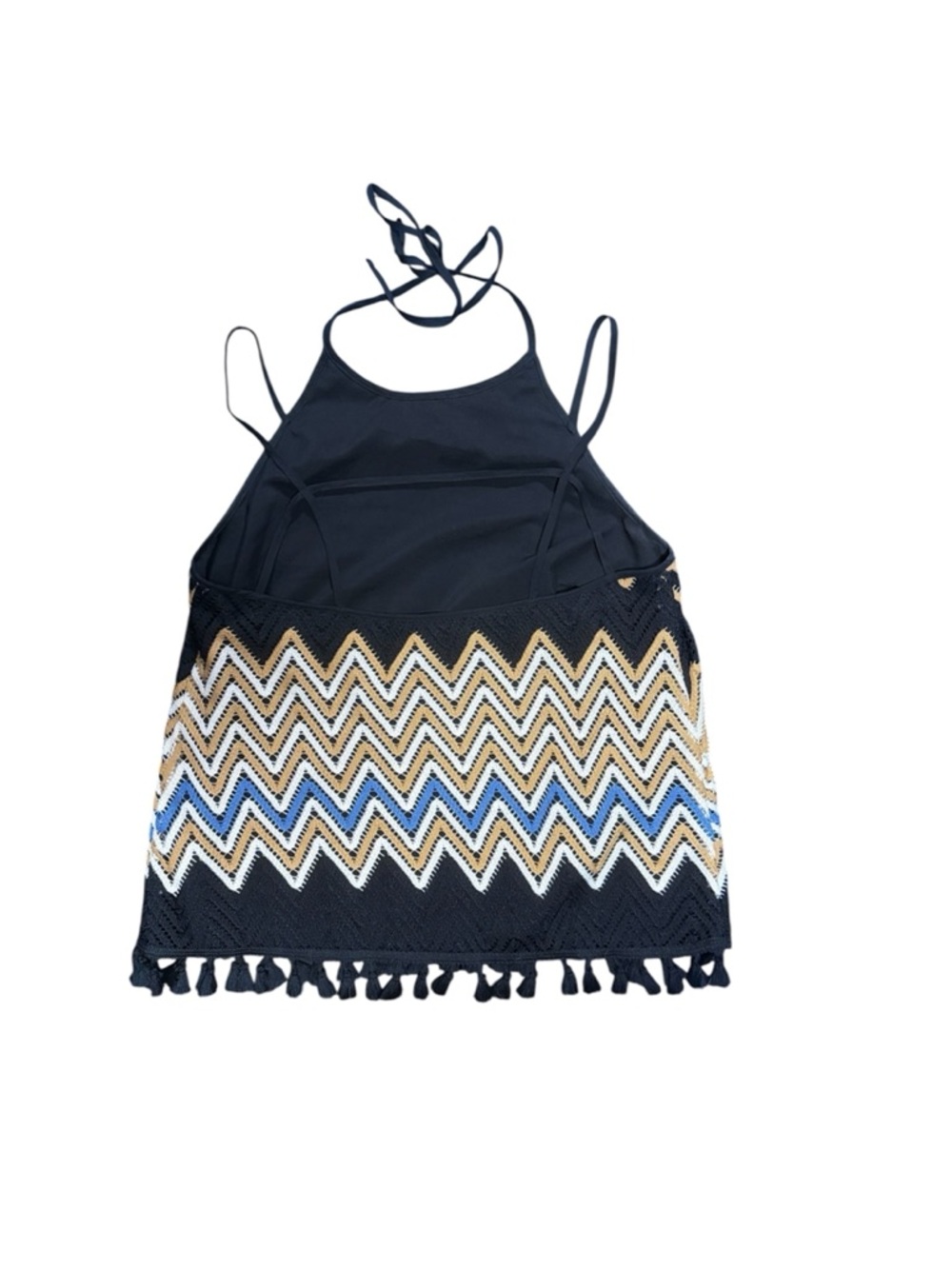 Laundry By Shelli Segal Zigzag Tassel Hem Strappy Women's Tank Top Halter Size S - Picture 4 of 7